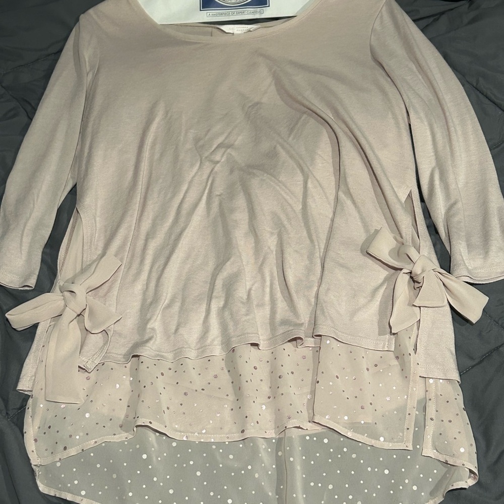 LC Lauren Conrad Blush Top with Bow Details